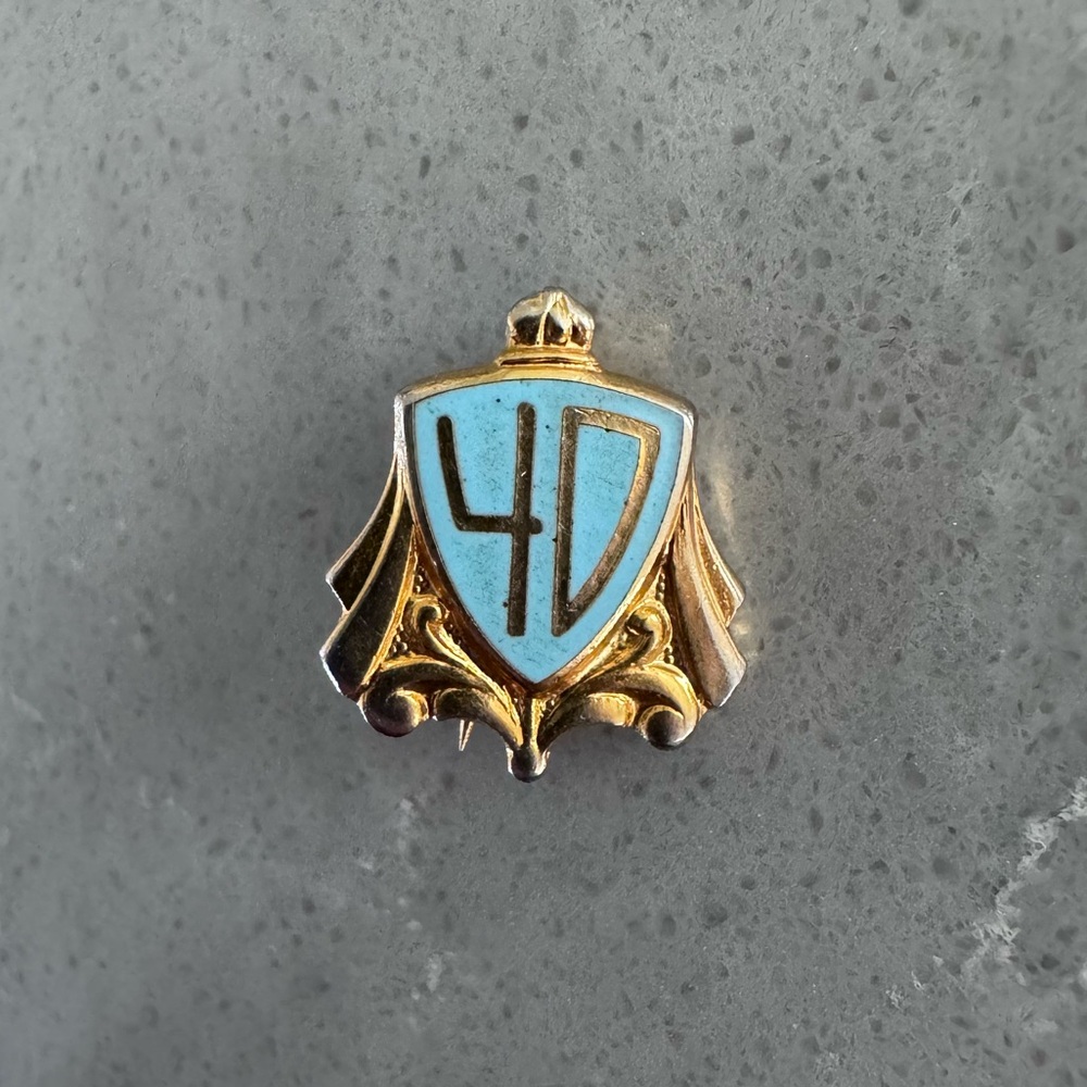 Vintage 40 Gold and Blue Shield Pin